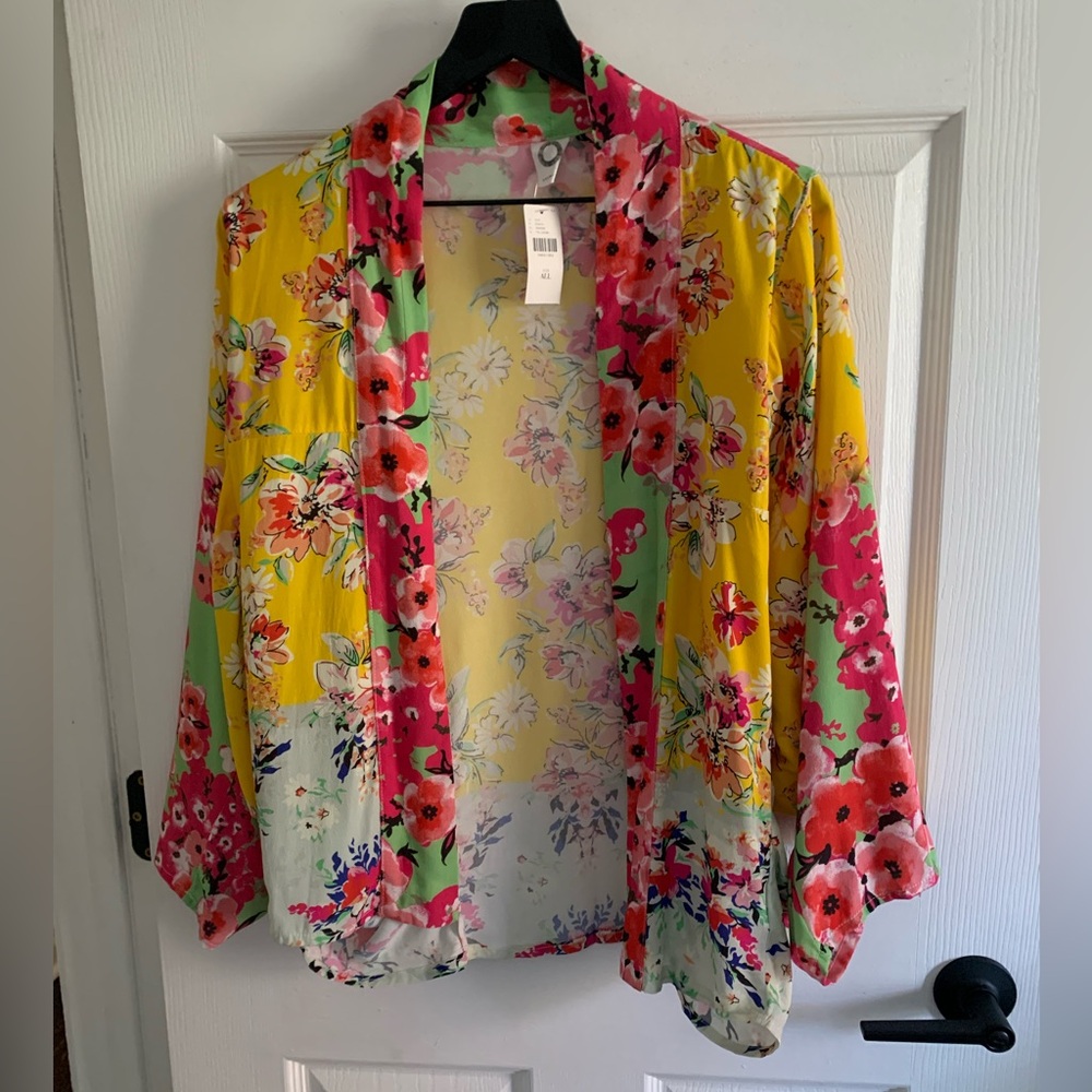 Floral Women's Blouse with Pink and Yellow Accents